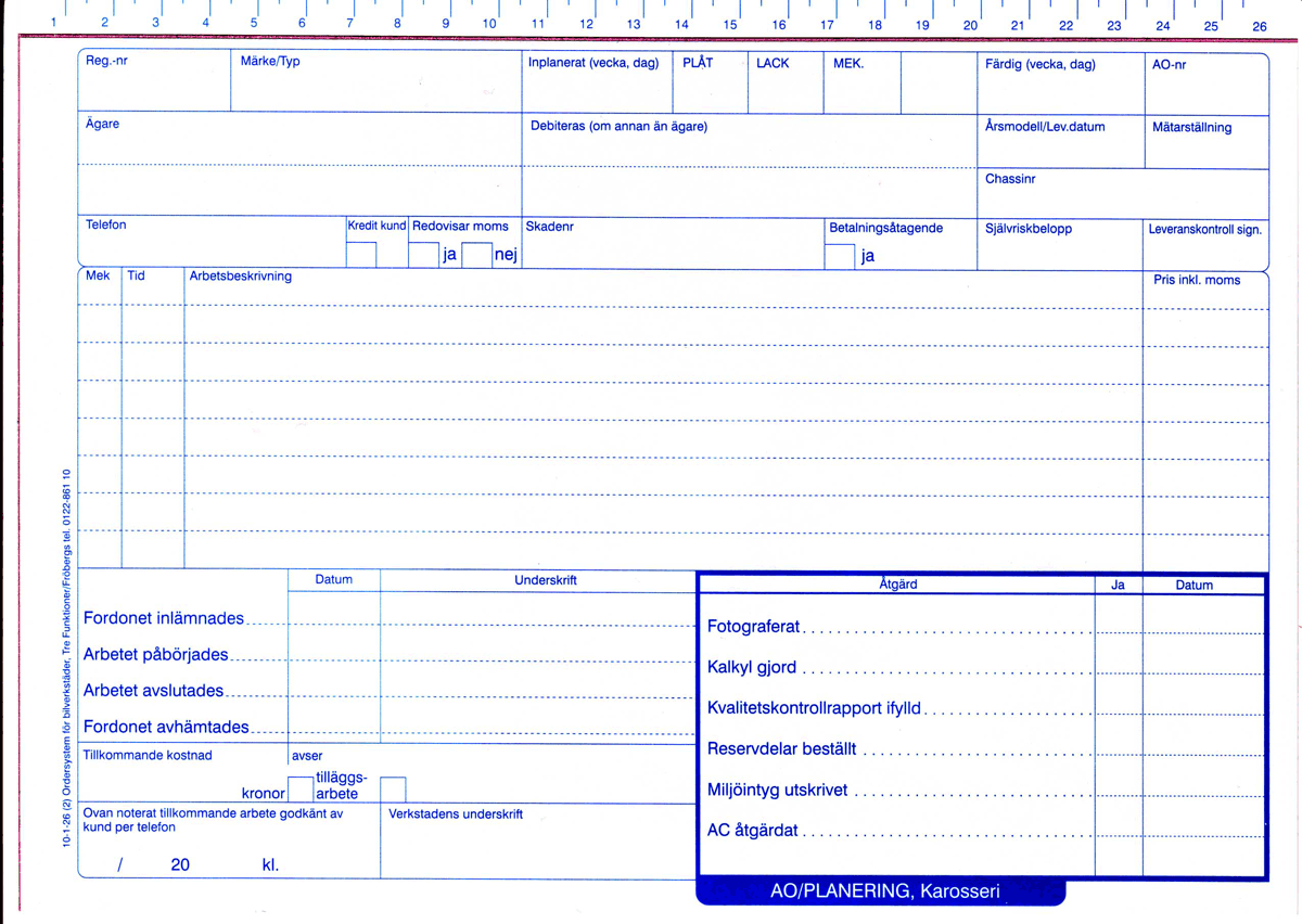 Arbetsorder Karosseri - Frobergs.se