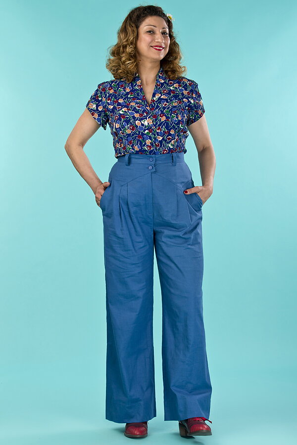 emmy design - the fancy worker pants. blue cotton