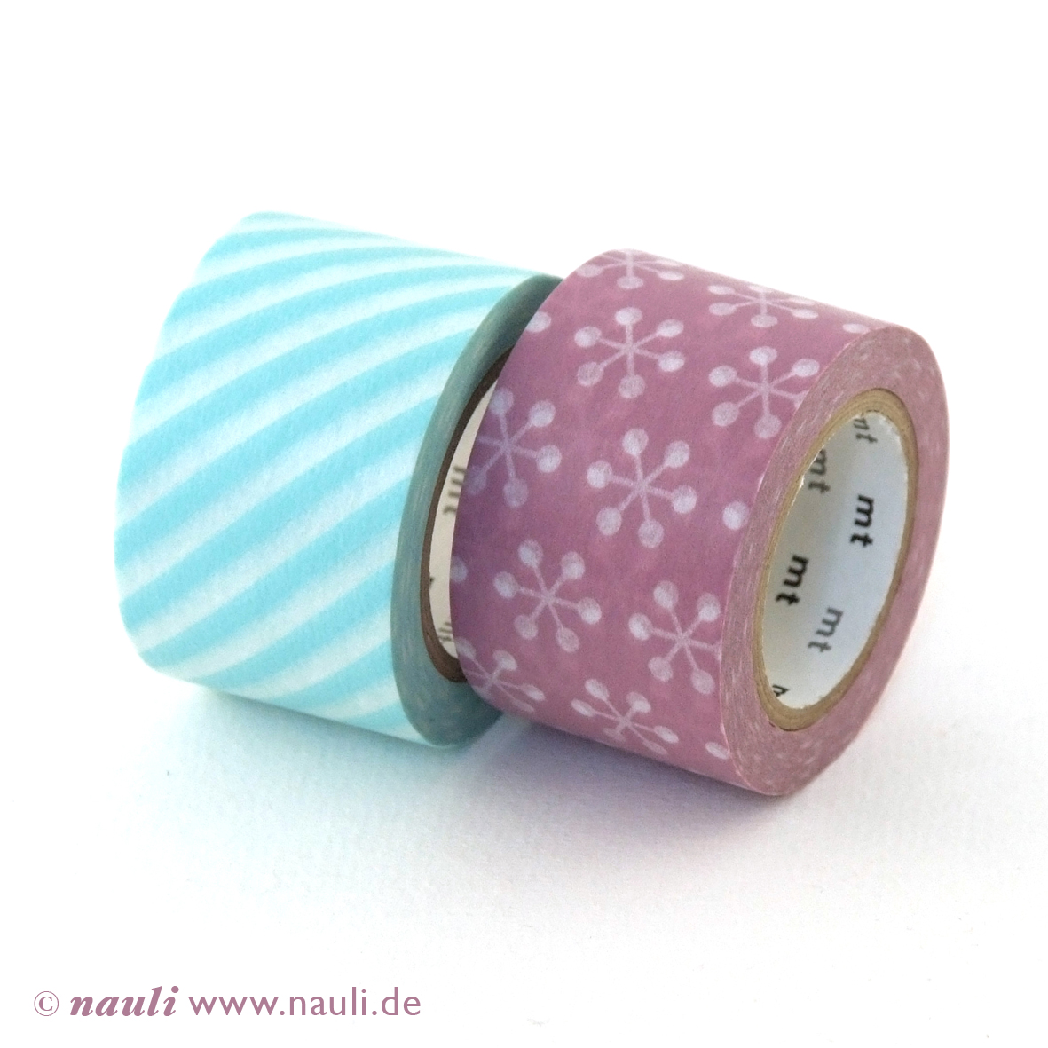 Nauli washi masking tape breit rosa x kesshou türkis streifen