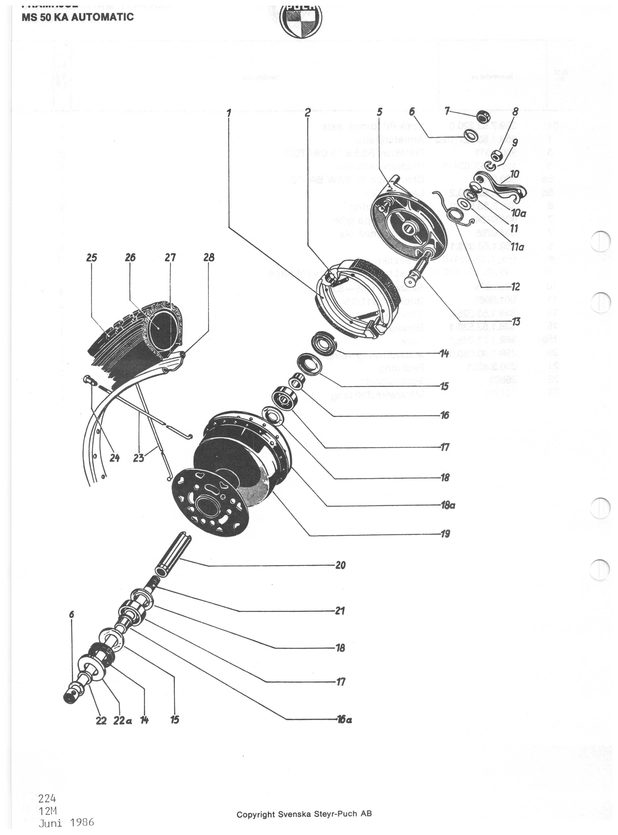 Puch reservdelsbilder halvnav, fram och bakhjul ... peugeot 103 moped wiring diagram 