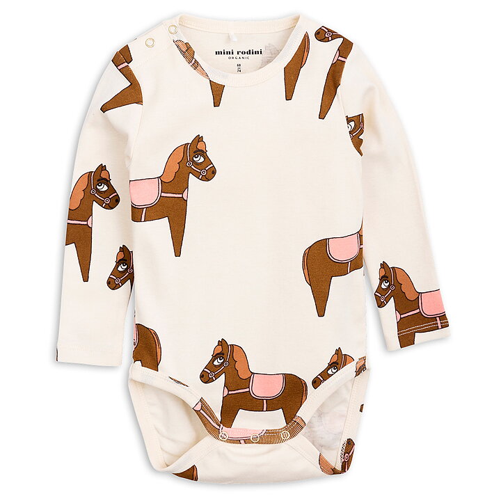 Mini Rodini Body Long Sleeve Horse Pink Freshmilk Children S Clothing