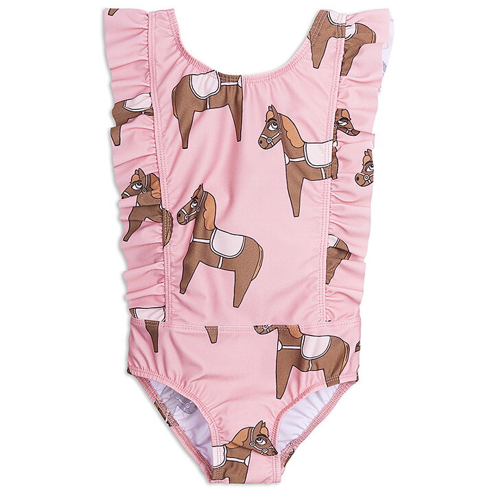Mini Rodini Swimsuit Ruffled Horse Pink Freshmilk Children S Clothing