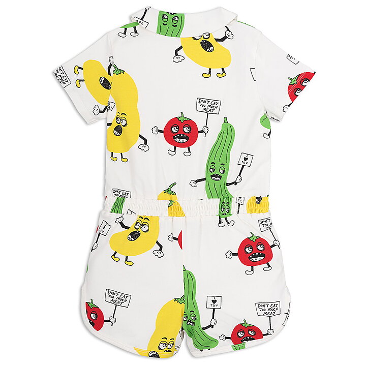 Mini Rodini Summersuit Aop Veggie White Freshmilk Children S Clothing