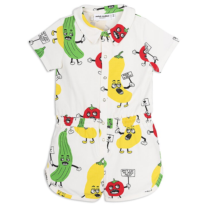 Mini Rodini Summersuit Aop Veggie White Freshmilk Children S Clothing