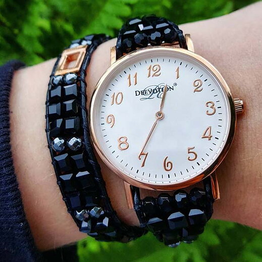 Pure Black - Double Wrap - Women´s Watch