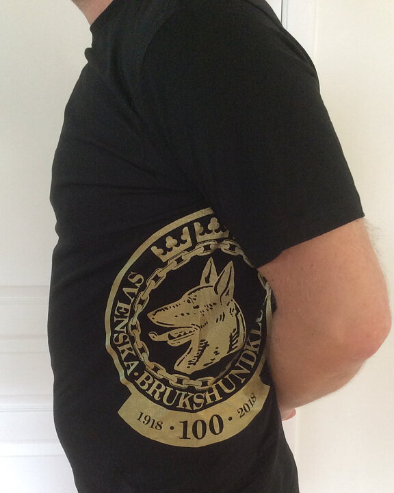 T-shirt unisex med SBK-logotyp i guld och en extra logotype 2-färg.