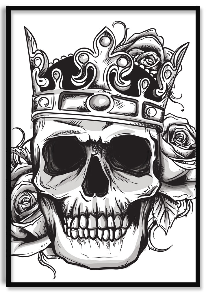 Skull with Crown and Roses - Poster - SwedeArts